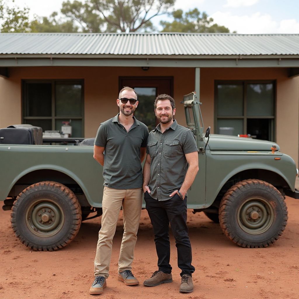 Founders of Outback Active Co. standing in front of the company's first office